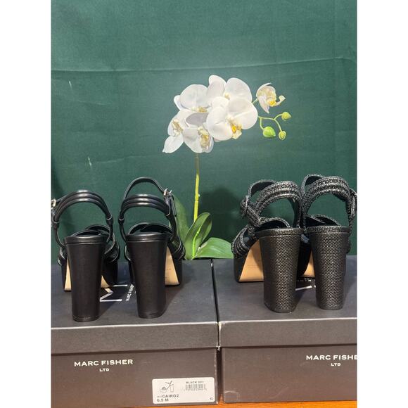 2 pairs of  Marc Fisher heeled sandals selling as a set size 6.5 new with box - Picture 5 of 7